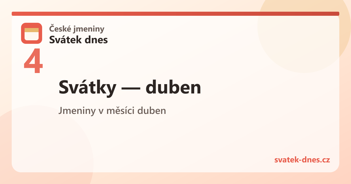 Svátky v měsíci duben