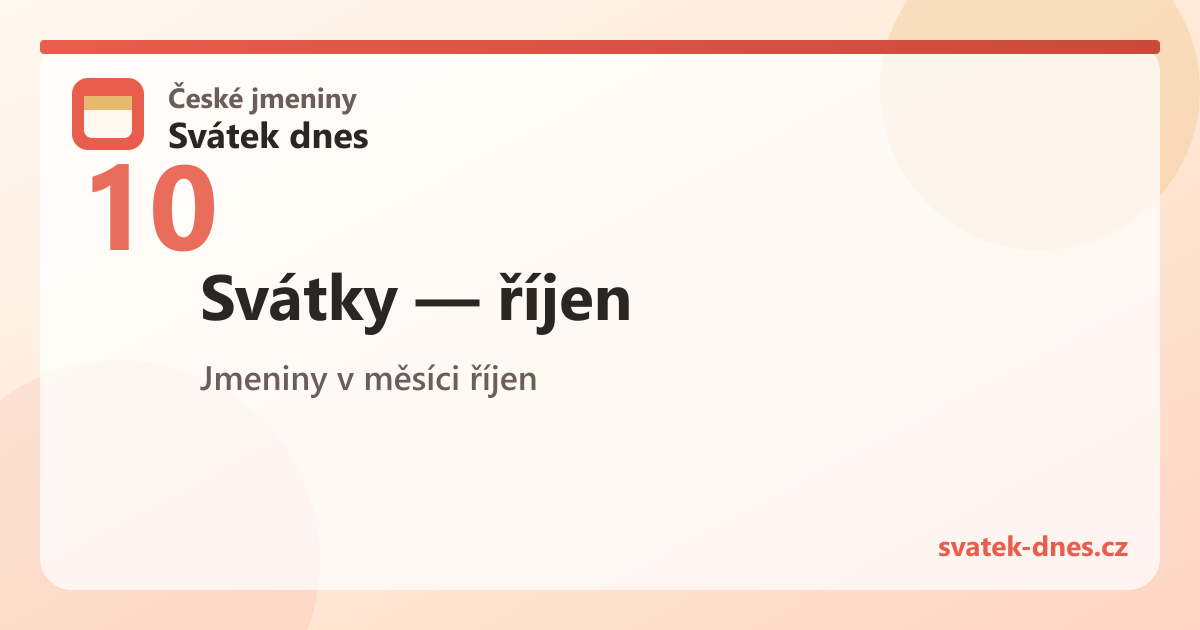 Svátky v měsíci říjen